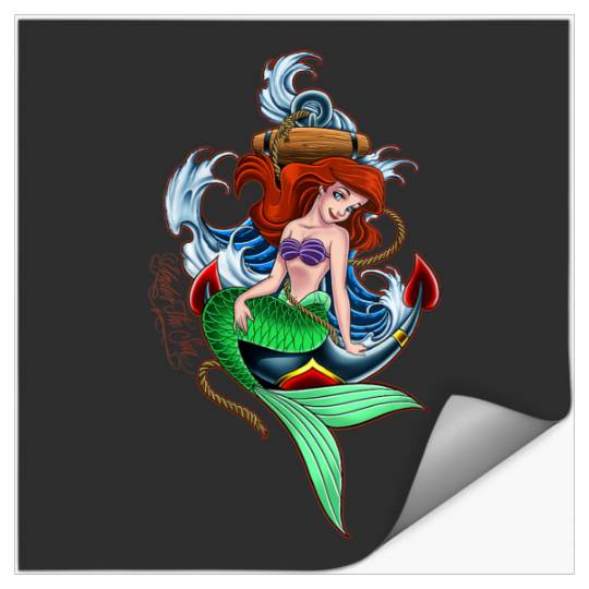 Disneyss Little Mermaid Under The Sea Tattoo Style Portrait Stickers