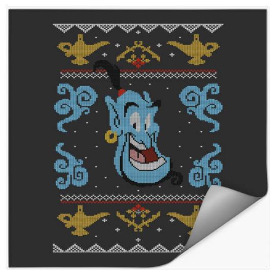 Disney Aladdin Genie Ugly Christmas Sweater Design Stickers