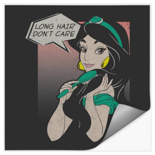 Disney Aladdin Jasmine Long Hair Don't Care Comic Portrait Stickers