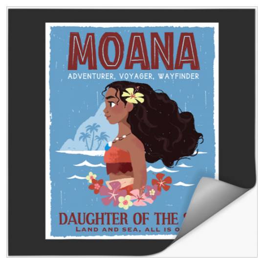 Disney Moana Adventurer Daughter of the Sea Retro Distressed Stickers