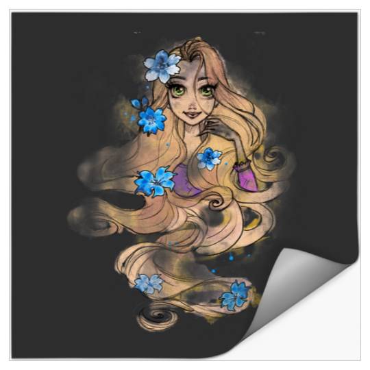Disney Tangled Rapunzel Watercolors Portrait Graphic Stickers