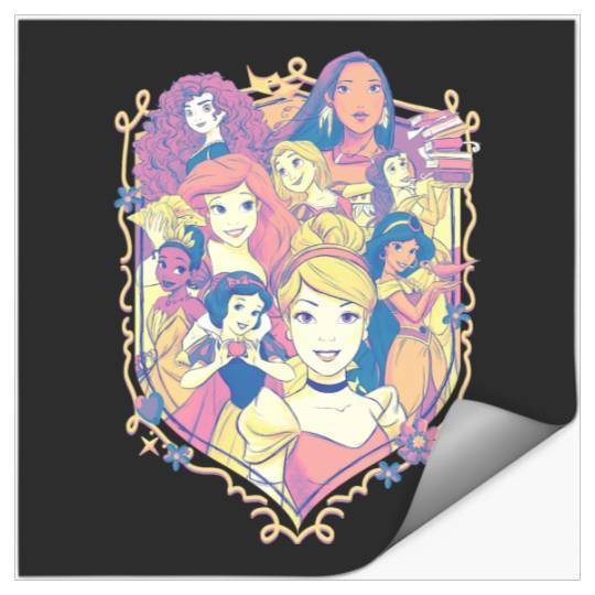 Disney Princess Pastel Group Shield Logo Stickers