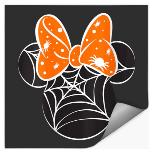 Disneyss Mickey Friends Halloween Minnie Spider Web Logo Stickers