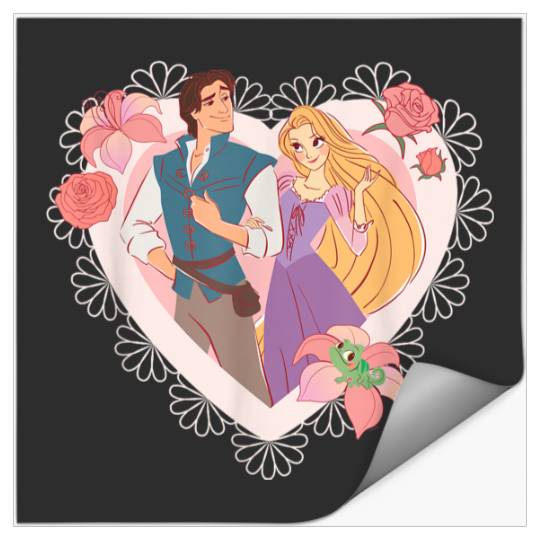 Disneyss Princess Rapunzel Flynn Rider Valentines Day Heart Stickers