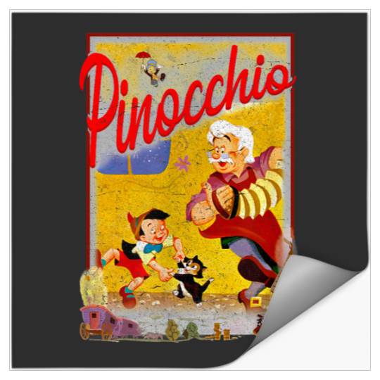 Disneyss Pinocchio Group shots Classic Throwback Movie Poster Stickers