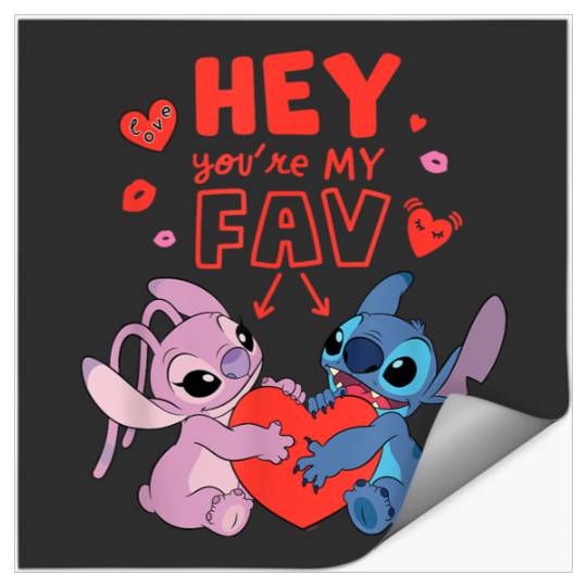 Disneyss Stitch Angel Hey Youre My Fav Love Valentines Day Stickers