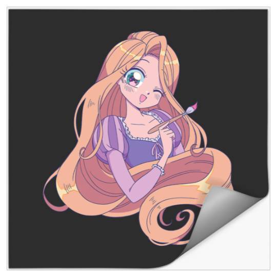 Disney Tangled Cute Rapunzel Manga Version Chest Portrait Stickers