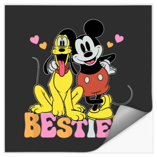 Disney Mickey Mouse Pluto Besties BFF Best Friends Valentine Stickers