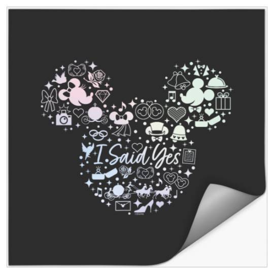 Disney I Said Yes Engagement Proposal Mickey Head Icon Stickers