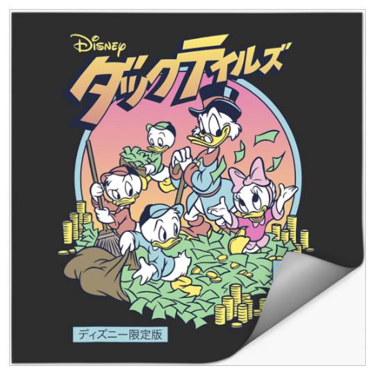 Disney DuckTales Japanese Logo Money Vault Shot Distressed Stickers