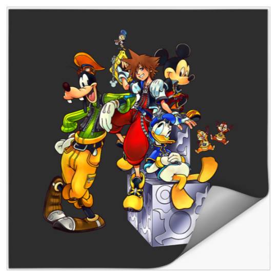 Disney Kingdom Hearts Goofy Mickey & Donald Sora Block Shot Stickers