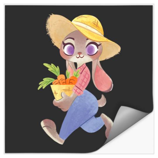 Disney Zootopia Judy Hopps Farm Outfit Picking Up Carrots Stickers