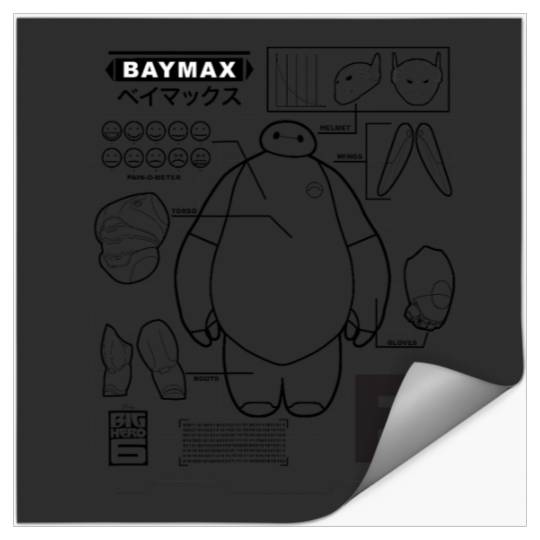 Disney Big Hero 6 Baymax Upgrades Kanji Schematics Stickers