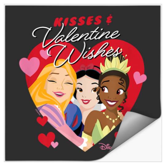 Disney Princess Tiana Rapunzel Snow White Valentine Wishes Stickers