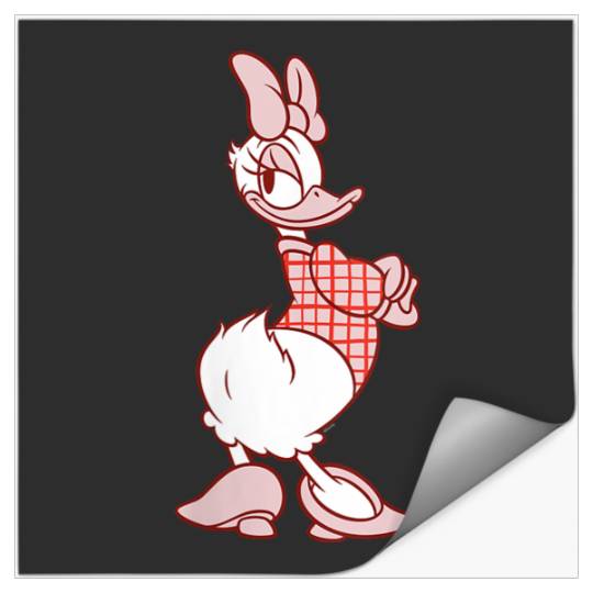 Disneyss Daisy Duck Sassy In White Pink Pose With Plaid Top Stickers