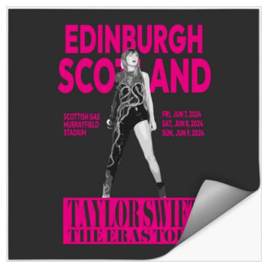 Taylorr Swift Eras Tour - Edinburgh Scotland - Pink Stickers