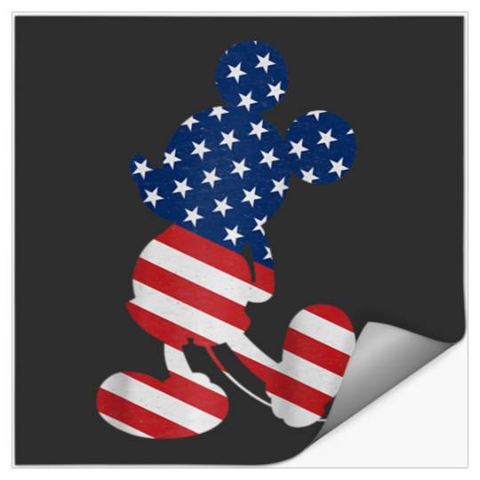 Disney Mickey Mouse American Flag USA T  Raglan Baseball Tee Stickers