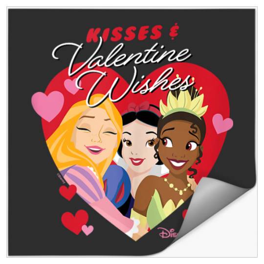 Disney Princess Tiana Rapunzel Snow White Valentine Wishes Stickers