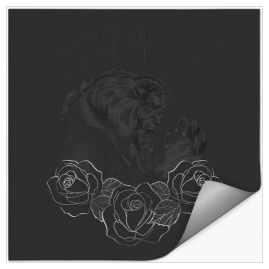 Disneyss Beauty And The Beast Belle And Beast Line Art Sketch Stickers