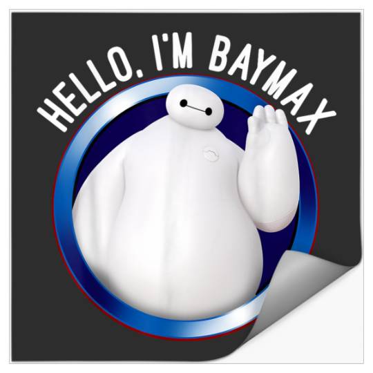 Disneyss Big Hero 6 Baymax Wave Hello Circle Graphic Stickers