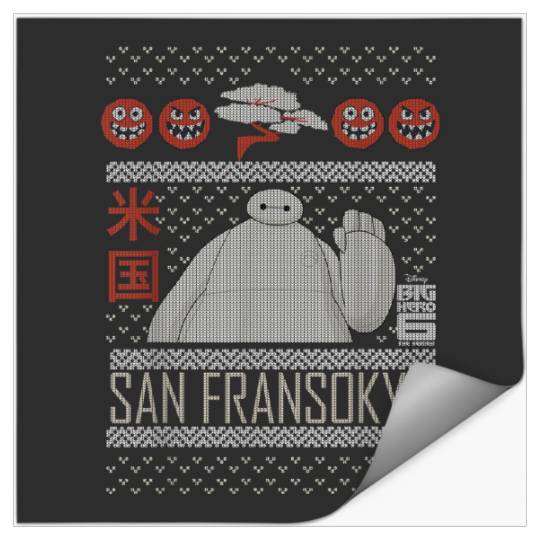 Disneyss Big Hero 6 Baymax Wave Ugly Christmas Sweater Stickers