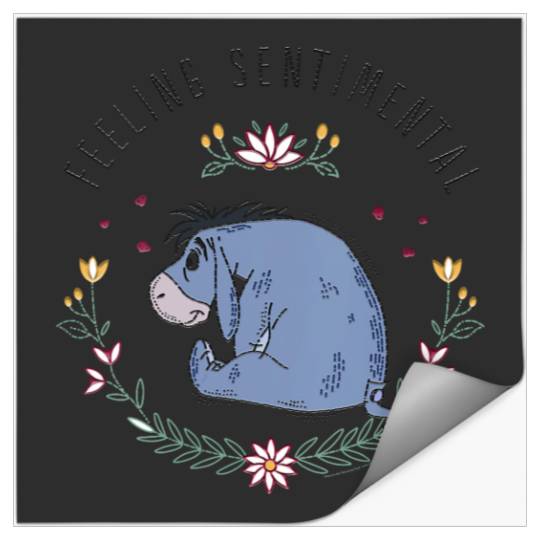 Womens Disney Winnie The Pooh Eeyore Feeling Sentimental VNeck Stickers
