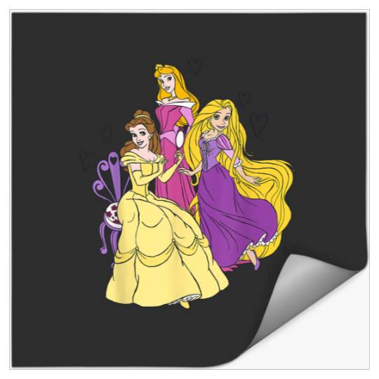 Disney Princess Belle Aurora and Rapunzel Hearts Stickers