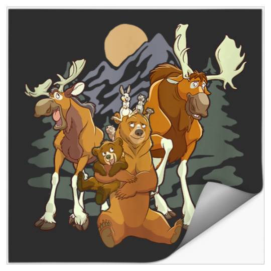 Disneyss Brother Bear Moose Bear Midnight Mountain shots Stickers