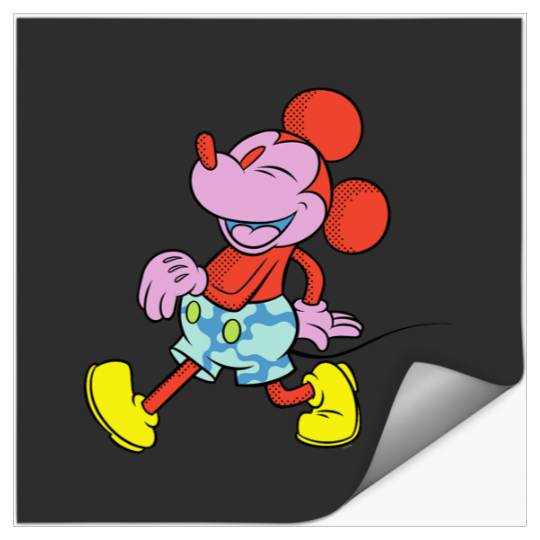Disney Mickey Mouse Wild Colors Retro  Walking Pose Stickers