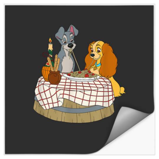 Disney Lady and Tramp Bella Notte Spaghetti TShi Stickers