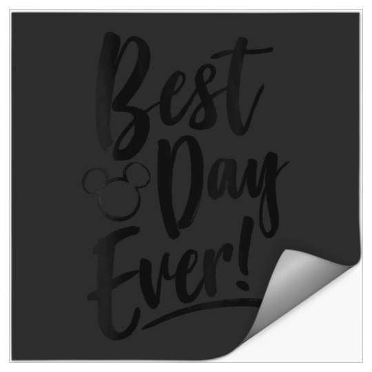 Womens Disney Mickey And Friends Best Day Ever Text V-Neck T-Shirt Stickers