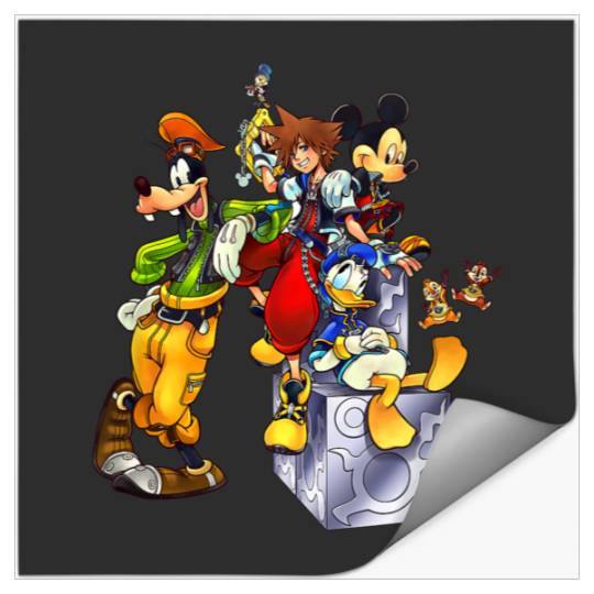 Disney Kingdom Hearts Goofy Mickey & Donald Sora Block Shot Stickers