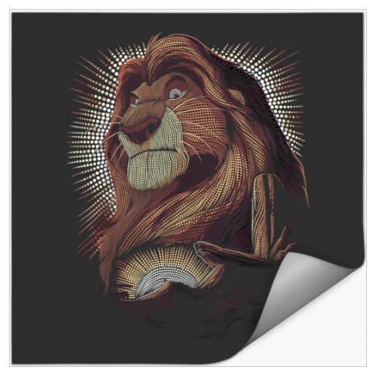 Disneyss Lion King Mufasa Pride Rock Dot Art Retro Portrait Stickers