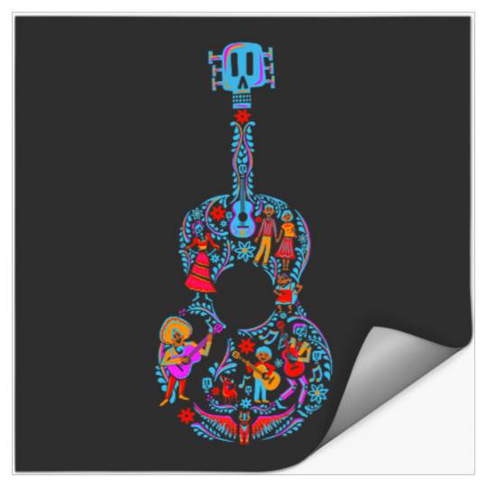 Disney Pixar-Pixar Coco Joyful Day Of The Dead Guitar Pocket Logo Stickers