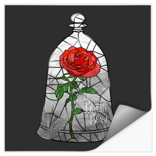 Disneyss Beauty And The Beast Stained Glass Enchanted Rose Stickers