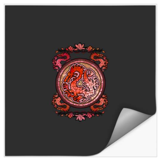 Disneyss Mulan Stained Glass Dragon Emblem Tee Stickers