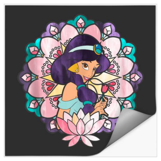 Disneyss Aladdin Jasmine Stained Glass Flower Stickers