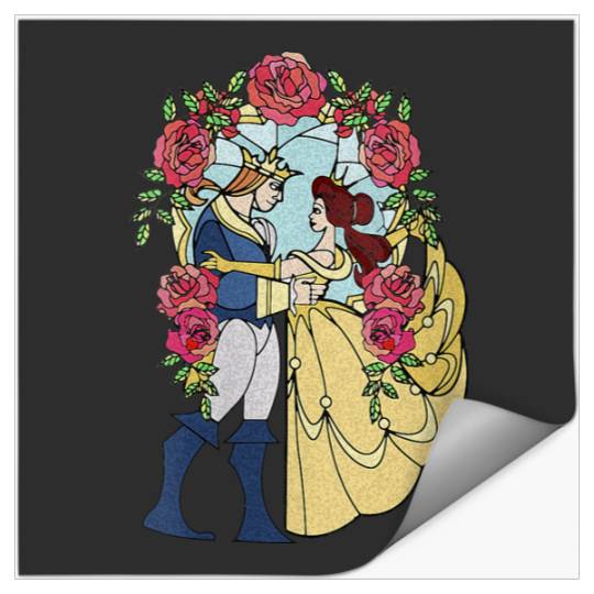 Disneyss Beauty And The Beast Belle And Beast Stained Glass Stickers