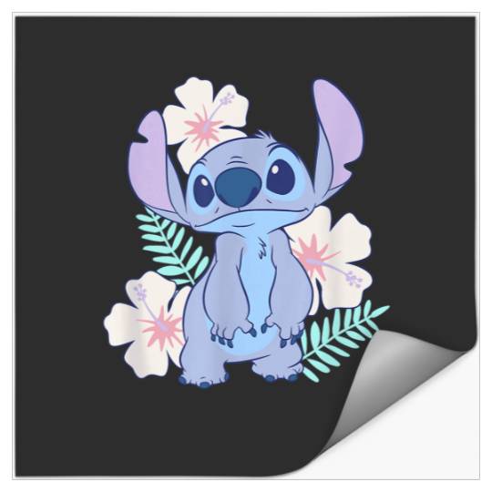 Discover Disney Lilo Stitch Cute Face Hawaiian Flowers Po Stickers