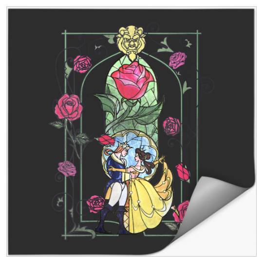 Disneyss Beauty And The Beast Belle And Beast Stained Glass Stickers