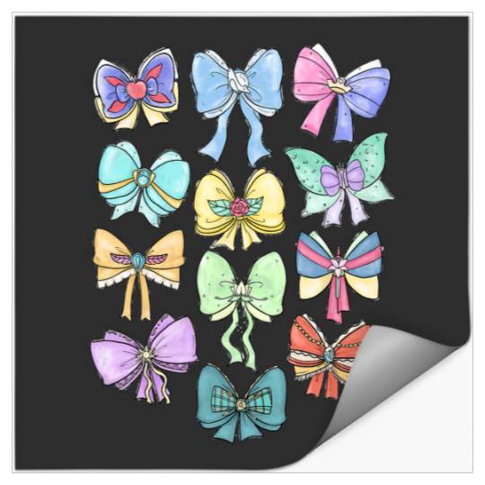 Disney Princess Cute Ribbons And Bows Pastel Colors Logo Stickers