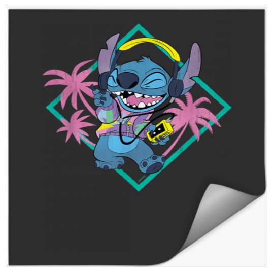 Discover Disney Stitch ‘90s Vibe Retro Distressed T-Shirt Stickers