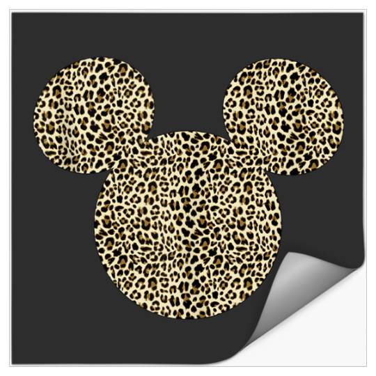 Disneyss Mickey And Friends Cheetah Print Mickey Ears Poster Stickers