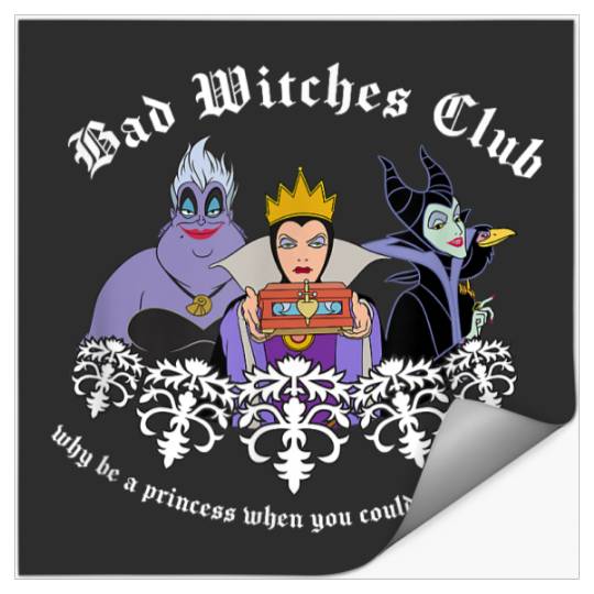 Discover Disney Villains Bad Witches Club Epic Group Shot Chest Logo Stickers