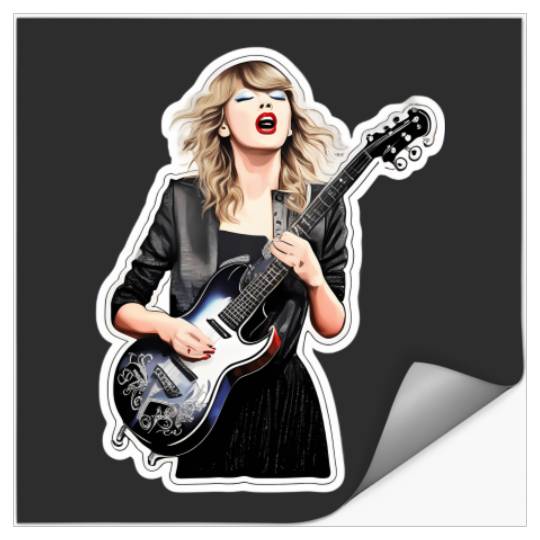 Discover taylor swiftts Eras Tour With Black Guitar 2027 Stickers