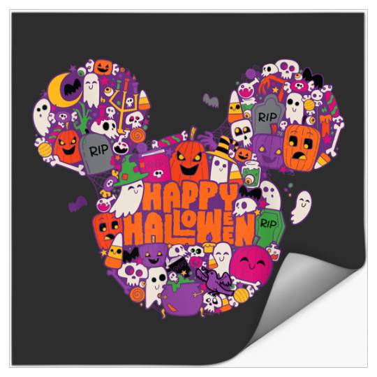 Disney Mickey Mouse Head Icon Spooky Cute Happy Halloween 2024 Stickers