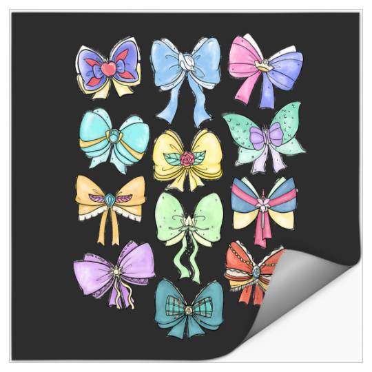 Disney Princess Cute Ribbons And Bows Pastel Colors Logo Stickers
