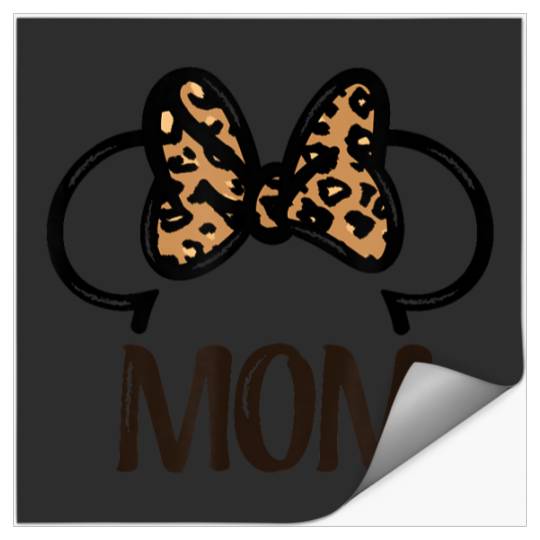 Discover Disney Minnie Mouse Mom Leopard Print Bow Art Line Big Logo Stickers