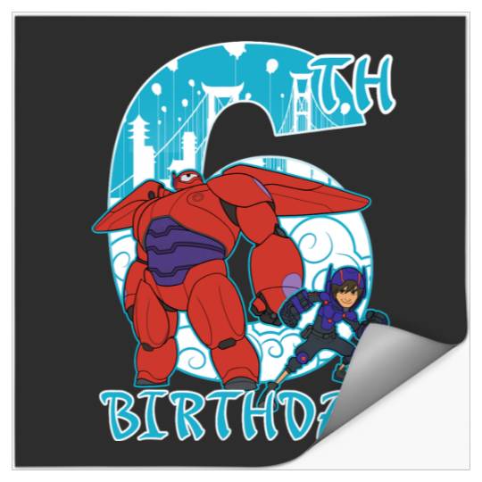 Disney Big Hero 6 Baymax Hiro 6th Birthday Graphic Stickers