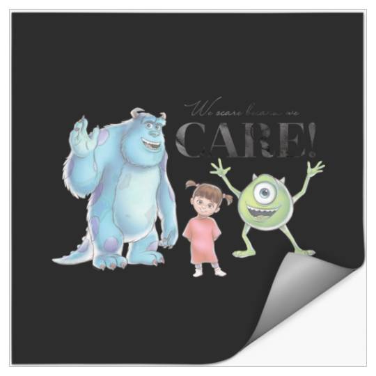 Discover Disney 100 and Pixar's Monsters Inc We Scare Because We Care Stickers